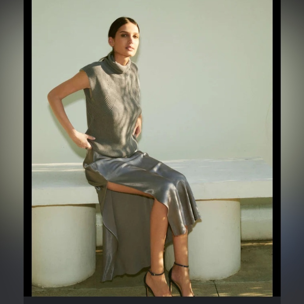 New NATION LTD satin Maribel olive boho skirt revolve casual classic winter $168